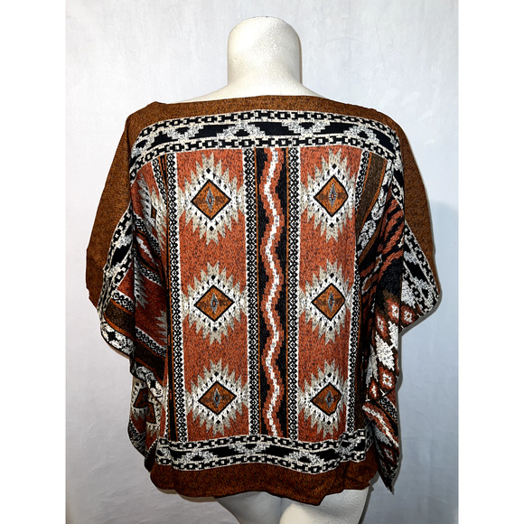 New LIVE 4 TRUTH Top Women's Size XL Brown Black Aztec Print Boho Tunic Blouse - Picture 5 of 6
